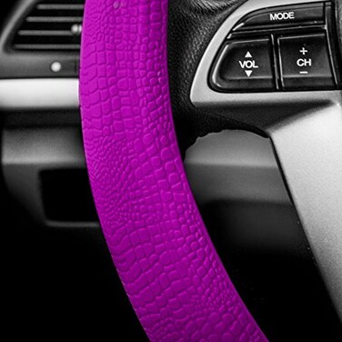 FH Group Universal Fit Silicone Snake Pattern with Massaging Grip Violet Steering Wheel Cover fits Most Cars SUVs Trucks and Vans Violet