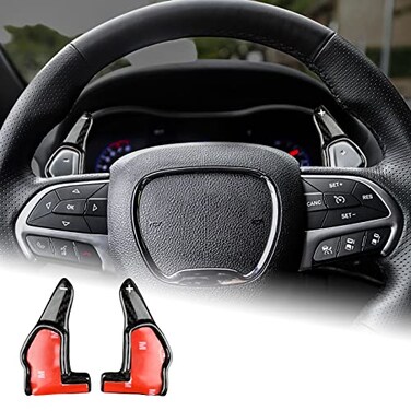 AIRSPEED Carbon Fiber Steering Wheel Paddle Shifter Extensions Cover shift paddles Interior Trim Accessories for Dodge ChargerChallenger SRT 20152022 Durango SRT 20142022 Black