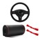 Yourkar Leather Steering Wheel Cover 1515 Breathable Steering Wheel Cover DIY Kit with Needle Thread NonSlip Leather Stitch on Wrap Steering Wheel Protector Car Accessories Black Red