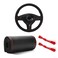 Yourkar Leather Steering Wheel Cover 1515 Breathable Steering Wheel Cover DIY Kit with Needle Thread NonSlip Leather Stitch on Wrap Steering Wheel Protector Car Accessories Black Red
