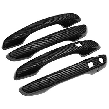 NewYall Carbon Fiber Exterior Door Handle Cover Trim with Keyless Holes for Hyundai Elantra 20172019 Front Rear Left Driver Right Passenger Side