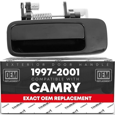 T1A Exterior Rear Driver Door Handle Replacement Compatible with 19972001 Toyota Camry Smooth Black Plastic OEM 6924033030