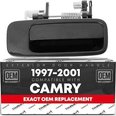 T1A Exterior Rear Passenger Door Handle Replacement Compatible with 19972001 Toyota Camry Smooth Black Plastic OEM 6923033030