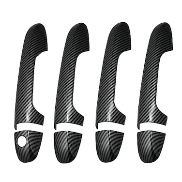 X AUTOHAUX 8pcs ABS Carbon Fiber Pattern Exterior Side Door Handle Cover Trim for Toyota Tacoma 20162021 Black Outer Door Handle Cover Decoration