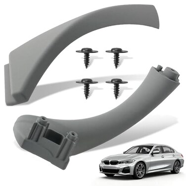 AUTOKAY Passenger Side Front Right Inner Interior Door Panel Handle and Door Pull Outer Trim Cover Armrest Bracket for BMW 3 Series Gray