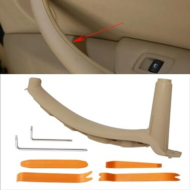 WODOFO GDR Beige Right Interior Passenger Door Pull Handle Support Pull Strap Door Armrest Bracket Door Trim Grab Compatible with BMW X5 E70 X6 E71 Door Handle 51416969404 with Tools