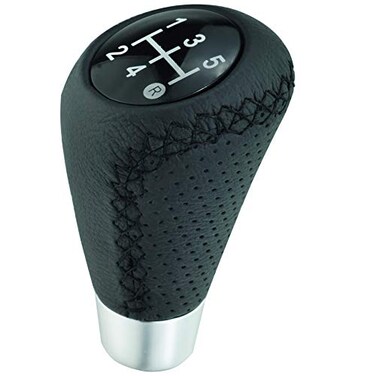 Abfer Shifter Knob 5 Speed Leather Car Gear Stick Shifting Knobs Shift Lever for Most Manual Transmission Vehicle Truck Black