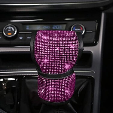MINGZAIQIPEI Bling Car Shift Gear Cover Luster Crystal Car Knob Gear Stick Protector Diamond Car Decor Accessories for Women Pink