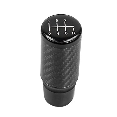 muge racing Carbon Fiber Shift Knob 6 Speeds Pattern Modified Carbon Fiber Aluminum Manual Automatic Gear Shift Knob for Vehicles with 3 Adapters Black