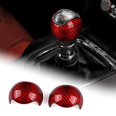 AIRSPEED for Mustang Gear Shift Knob Cover Carbon Fiber Interior Accessories Sticker for Ford Mustang 2015 2016 2017 2018 2019 2020 2021 2022 2023 Manual Red
