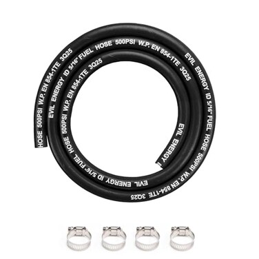 EVIL ENERGY 516 High Pressure Fuel Line Hose 5FT 500 PSI E85 for Fuel Systems Engines NBR Rubber EN8541TE Black