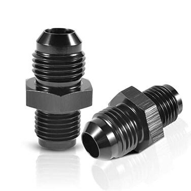 PFCKE 6AN Male to 12 x 20 Inverted Flare Thread Adapter Fittings Aluminum Straight Black Pack of 2