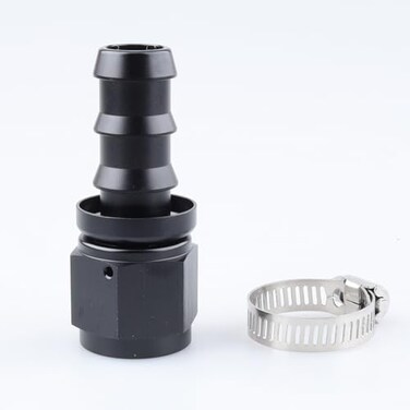 AC PERFORMANCE 10 AN Straight Push On Lock Hose End Fitting Aluminum Black with Clamp