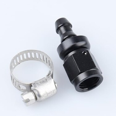 AC PERFORMANCE 4 AN Straight Push On Lock Hose End Fitting Aluminum Black with Clamp