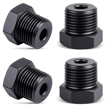 CNRAQR 14 NPT Plug Male Hex Head Fitting Adapter Aluminum Black Anodized 4PCS