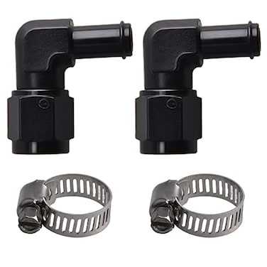 CNRAQR 6AN Female to 38 Barb 90 Degree Swivel Fitting Adapter Aluminum Black 2Pcs