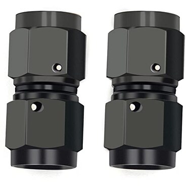 CNRAQR 6AN Female to 6AN Female Straight Swivel Coupler Fitting Adapter 91618UNF Thread Aluminium Anodized Black 2PCS