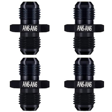 CNRAQR 6AN Male to 6AN Male Fuel Hose Fitting Adapter Straight Flare Coupler Aluminum Black 4Pcs