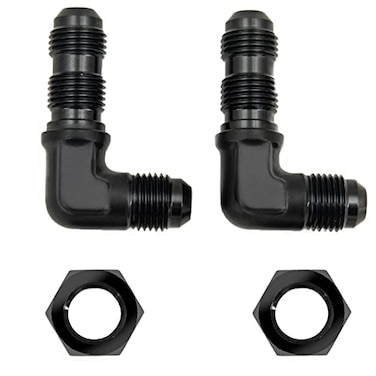 CNRAQR 6AN Male to Male 90 Degree Bulkhead Flare Fitting Union Adapter Aluminum Black 2Pcs
