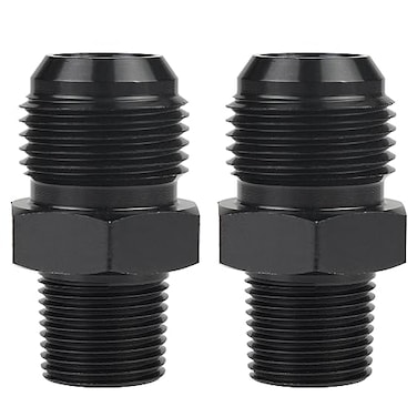 Dexepe 10AN Male Flare to 38 NPT Pipe Fitting Adapter Aluminum Straight Fuel Line Hose Adapter Black Anodized Fuel System Fittings 2PCS