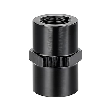 EVIL ENERGY 14 NPT Female to 14 NPT Female Fitting Adapter Straight Aluminum Black