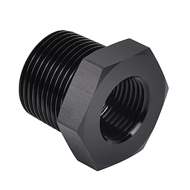 EVIL ENERGY 38 NPT Male to 14 NPT Female Reducer Bushing Fitting Adapter Hex Aluminum Black