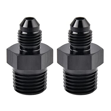 EVIL ENERGY 3AN Male Flare to 14 NPT Pipe Fitting Adapter Aluminum Straight Black 2PCS