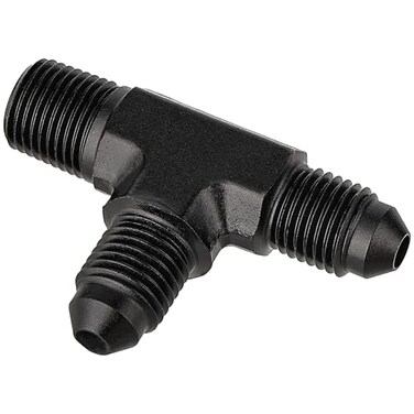 EVIL ENERGY 3AN Tee Male Flare to 18 NPT on Run T Fitting Adapter Aluminum Black