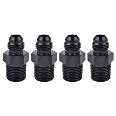 EVIL ENERGY 6AN Male Flare to 38 NPT Pipe Fitting Adapter Aluminum Straight Black 4PCS