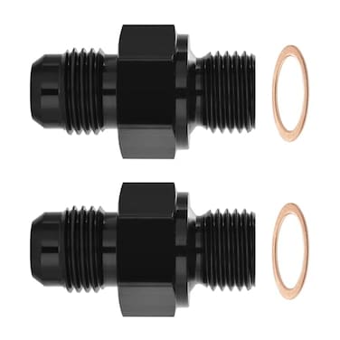 EVIL ENERGY 6AN Male to 14 NPSM Transmission Cooler Fitting Adapter Aluminum Black 2PCS Fits TH350 TH400 4L60E 700R4 2004R TR6060 AOD 4R100 4R70W C5