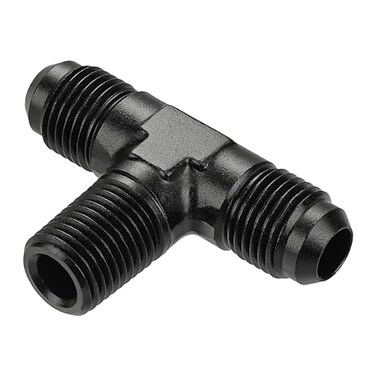 EVIL ENERGY 6AN Tee Male Flare to 14 NPT on Side Branch T Fitting Adapter Aluminum Black