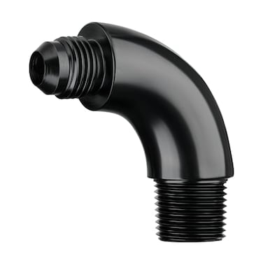 EVIL ENERGY 6AN to 38 NPT Male 90 Degree One Piece Full Flow Fitting Adapter Aluminum Black