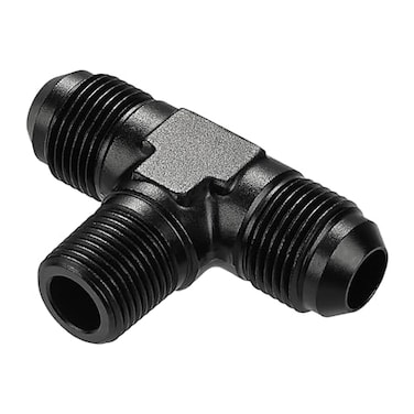 EVIL ENERGY 8AN Tee Male Flare to 38 NPT on Side Branch T Fitting Adapter Aluminum Black