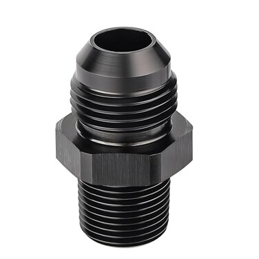 EVIL ENERGY 8AN to 38 BSPT Pipe Fitting Adapter Aluminum Straight Black