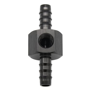 KRD PERFORMANCE 516 Barb to 5168mm Barb with 18 NPT Sensor Gauge Port Hose Tube Fitting Fuel Pressure Take Off Adaptor Aluminum Black