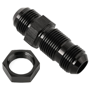 Podavelle 12AN Male Flare Straight Bulkhead Fitting Adapter with 12AN Nut Aluminum Black