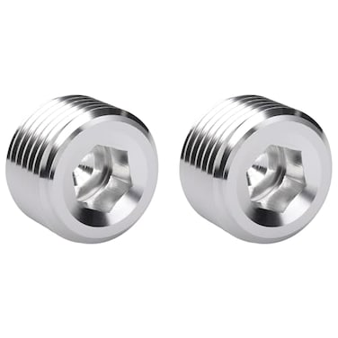 Podavelle 14 NPT Male Thread Allen Head Socket Pipe Plug Fitting Aluminum Silver Pack of 2