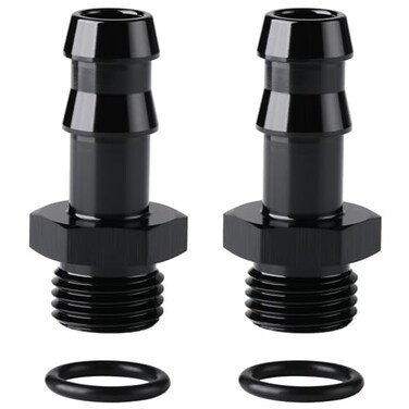 Podavelle 6AN 6 ORB Male to 38 Hose Barb Straight Fitting Adapter Aluminum Black 2PCS