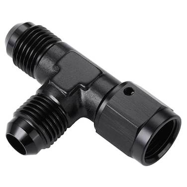Podavelle 6AN Male Flare Tee T Fitting Adapter with AN6 Female Swivel On Run Aluminum Black