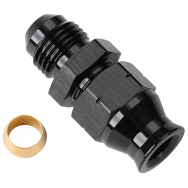 Podavelle 6AN Male Flare to 516 Hardline Compression Fitting Adapter Straight Aluminum Black