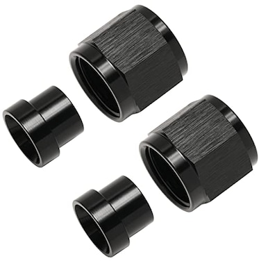 Podavelle 8AN Hardline Tube Nut and Sleeve Fitting Adapter for 12 Hard Line Aluminum Black 2 sets