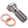 Podavelle M12x15 Metric Stainless Steel Single Banjo Bolt Brake Fitting Adapter 31mm Long with Copper Washers