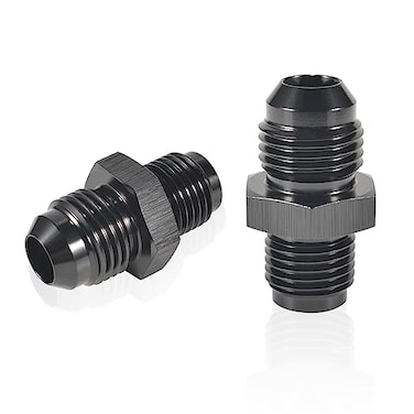 STPCTOU 6AN Male Flare to 12 x 20 Inverted Straight Hose Fitting Aluminum Fitting Adapter Connector Black Anodized Surface Fuel FittingPack of 2