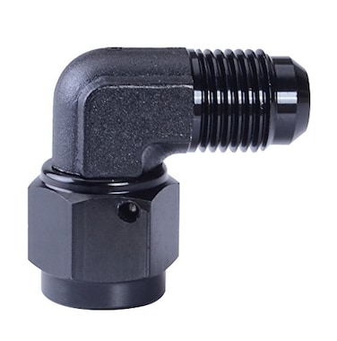 SYKRSS Female to 6AN Male Flare 90 Degree Swivel Hose Fitting Adapter Aluminium Anodized Black