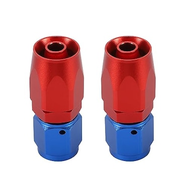 TOMALL 6AN Hose End Fitting Straight Swivel Aluminum 2PCS for Braided Fuel Oil Gas Line Hose End RedBlue