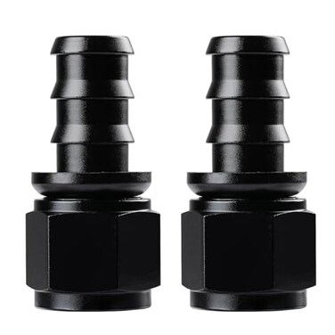 Ucreative 12AN Straight Push Lock Hose Fitting End Black 2PCS