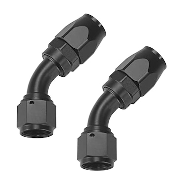 Ucreative 2PCS 10AN 45 Degree Swivel Hose End Fitting for Braided CPE Fuel Hose Black