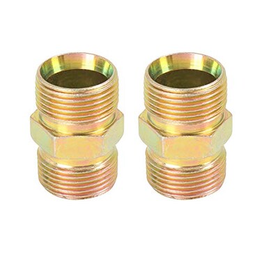 X AUTOHAUX M22x15 to M22x15 Male Thread Car Straight Iron Hose Pipe Fitting Connector Adapter 2 Pcs