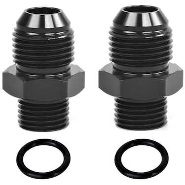 YSIL 6AN Male Flare to M12 x 125mm Male Metric Fuel Pipe Hose Fitting Adapter Aluminum Alloy Black Anodized Surface 2PCS