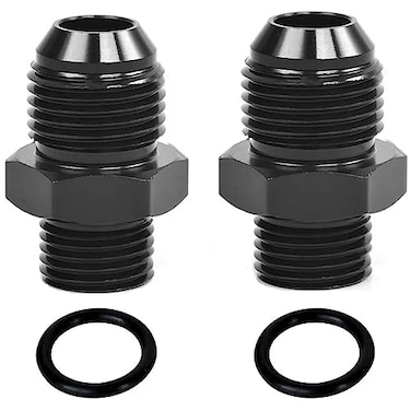 YSIL 6AN Male Flare to M16 x 15mm Male Metric Fuel Pipe Hose Fitting Adapter Aluminum Alloy Black Anodized Surface 2PCS